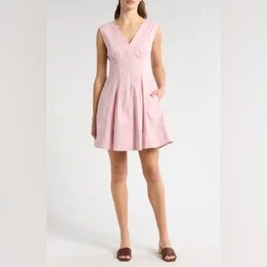 DOTACOKO size small baby pink coquette girl dress fit and flare wide sleeve